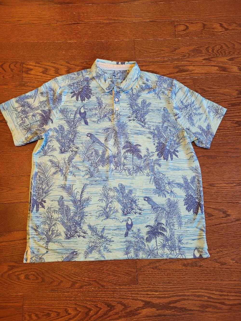 Tommy Bahama Birds Eye View Polo Short Sleeves Shirt, Aqua Spalsh Sz XXL